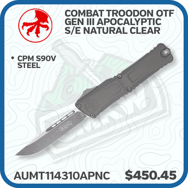 Microtech Combat Troodon OTF Automatic Gen III Apocalyptic S/E Natural Clear Aluminum