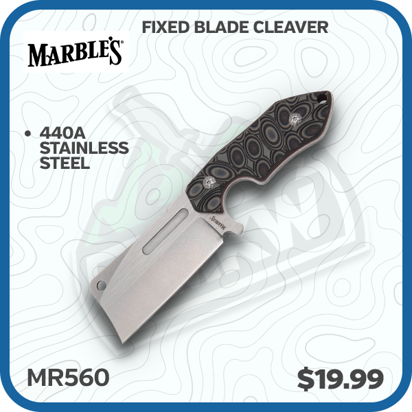 Marbles Cleaver 3.25in 440A Stainless Steel Fixed Blade G 10 Raindrop