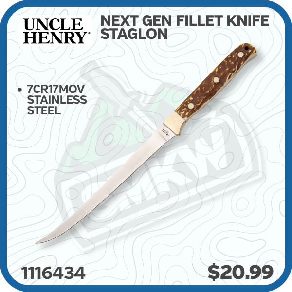 Uncle Henry Next Gen Fillet Knife Staglon 7.5 Inch Plain Satin Fillet