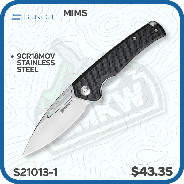 SENCUT Mims Folding Knife 3.48 Inch Plain Satin Drop Point