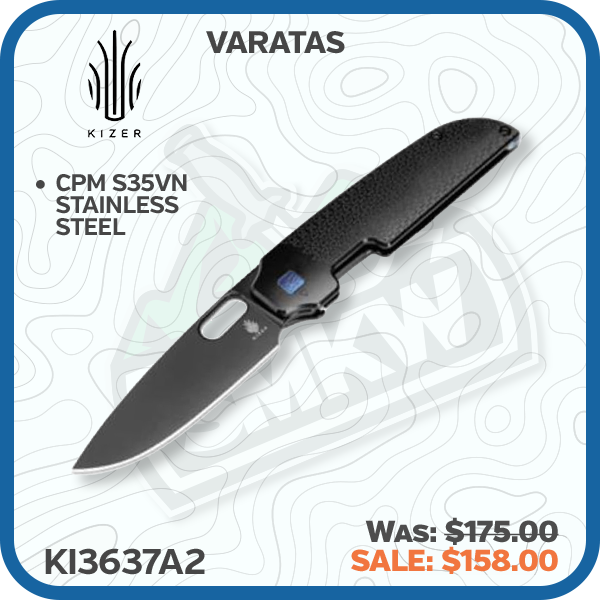 Kizer Varatas Folding Knife 3.25 Inch Plain DLC Drop Point