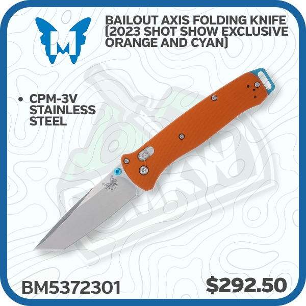 Benchmade Bailout AXIS Folding Knife (2023 Shot Show Exclusive Orange and Cyan)