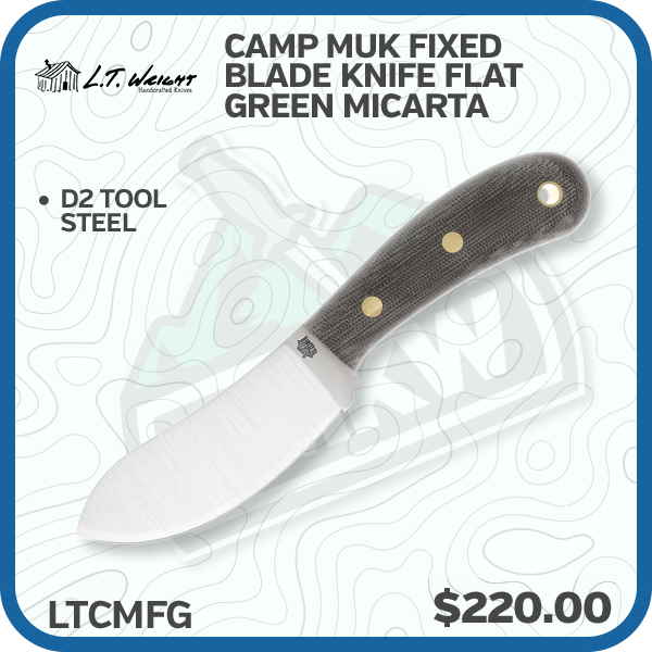 L.T. Wright Camp MUK Fixed Blade Knife (PSB-27 | Flat Green Micarta)