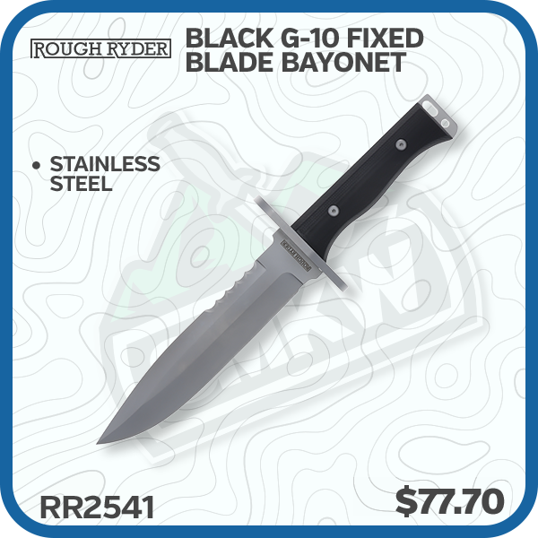 Rough Ryder RR2541 Black G-10 Fixed Blade Bayonet