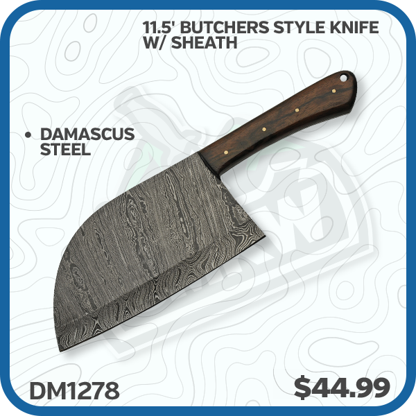 11.5" Butchers Style Knife W/ Sheath