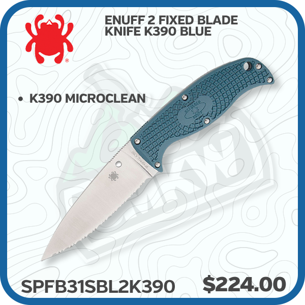 Spyderco Enuff 2 Fixed Blade Knife K390 Blue