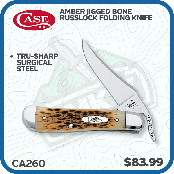 Case Amber Jigged Bone RussLock Folding Knife