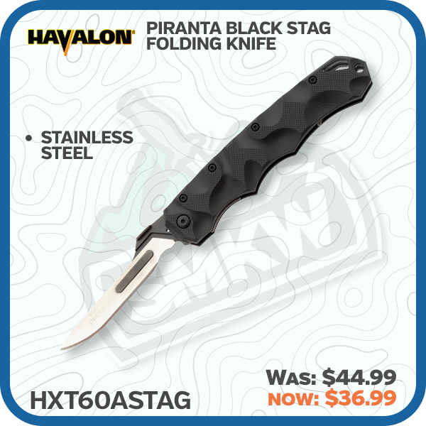 Havalon Piranta Black Stag Folding Knife