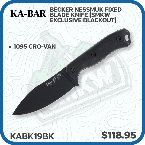 KA-BAR Becker Nessmuk Fixed Blade Knife (SMKW Exclusive Blackout)