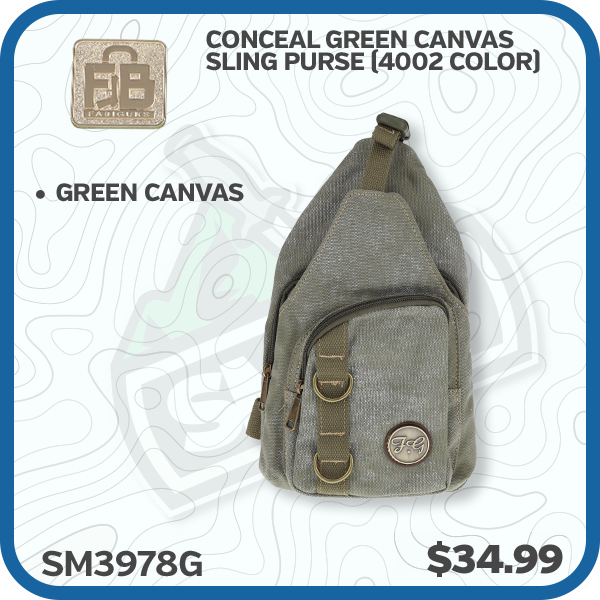 FABI CONCEAL GREEN CANVAS SLING PURSE (4002 COLOR)