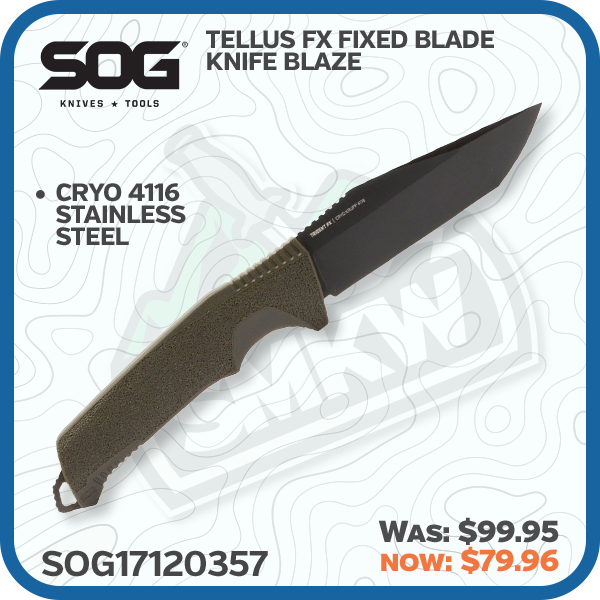 SOG Tellus FX Fixed Blade Knife Blaze