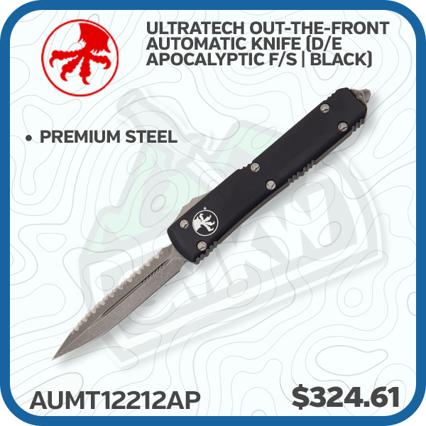 Microtech Ultratech Out-The-Front Automatic Knife (D/E Apocalyptic F/S | Black)