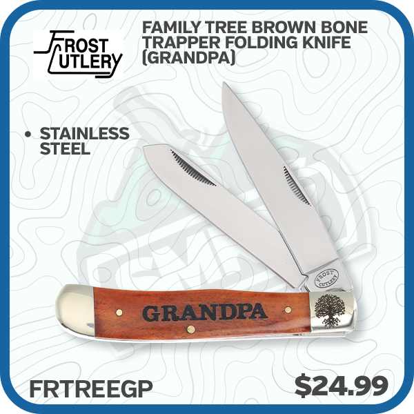 Frost Family Tree Brown Bone Trapper Folding Knife (Grandpa)