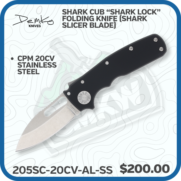 Demko Knives Shark Cub “Shark Lock” Folding Knife (Shark Slicer Blade)