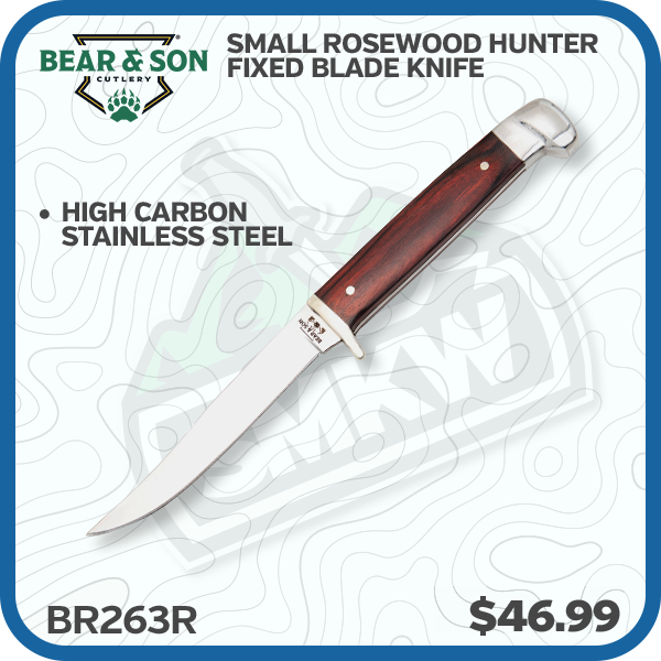 Bear & Son Small Rosewood Hunter Fixed Blade Knife