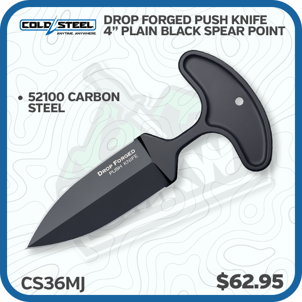 Cold Steel Drop Forged Push Knife 4in Plain Black Spear Point