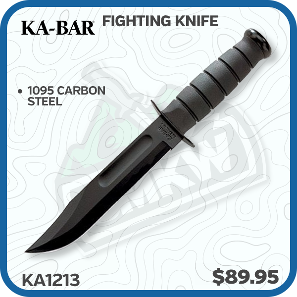 KA-BAR Fighting Knife 7in Clip Point Straight Edge Fixed Blade