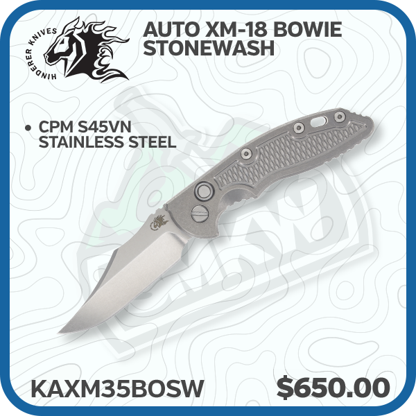 Hinderer Auto XM-18 Bowie Stonewash