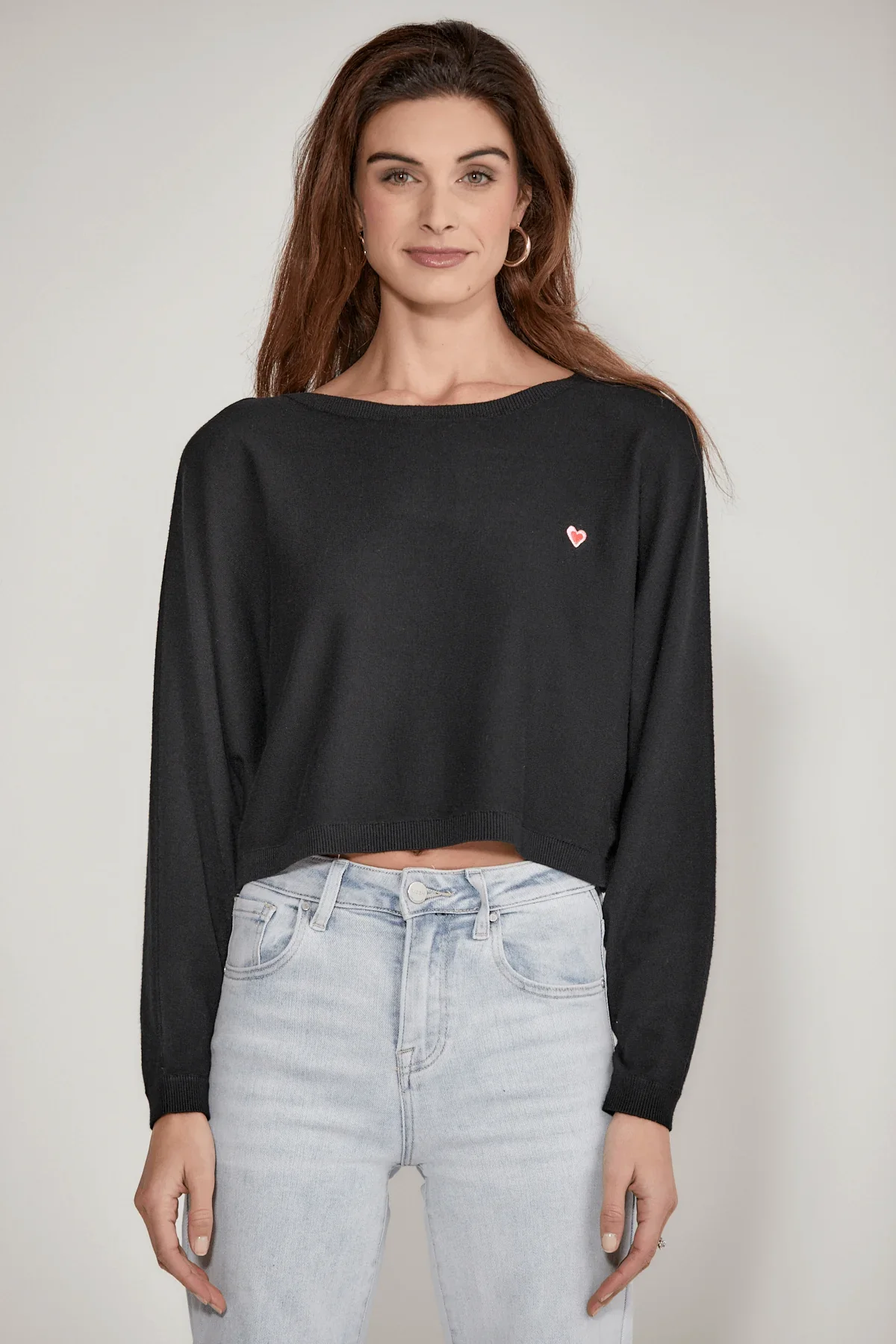 Image of Lili Sidonio Cropped Heart Detail Sweater