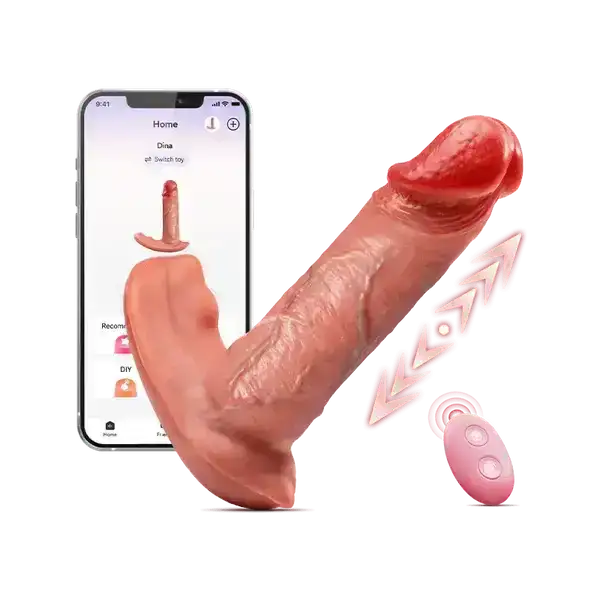 DINA| 3 in 1 New App Control 7 Thrusting &amp; Vibrating Realistic Dildo