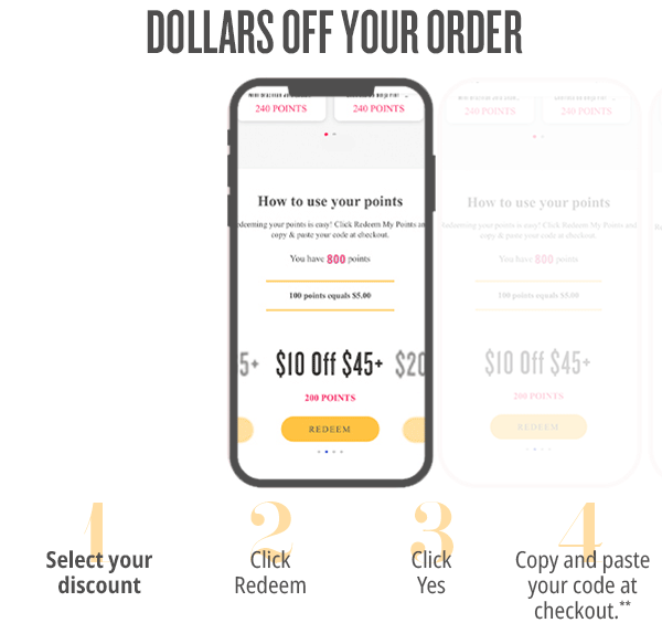 Redeem for Dollars Off Your Order