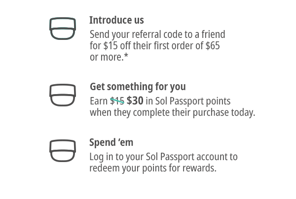 Send your referral code to a friend for \\$15 off their first order of \\$65 or more.*