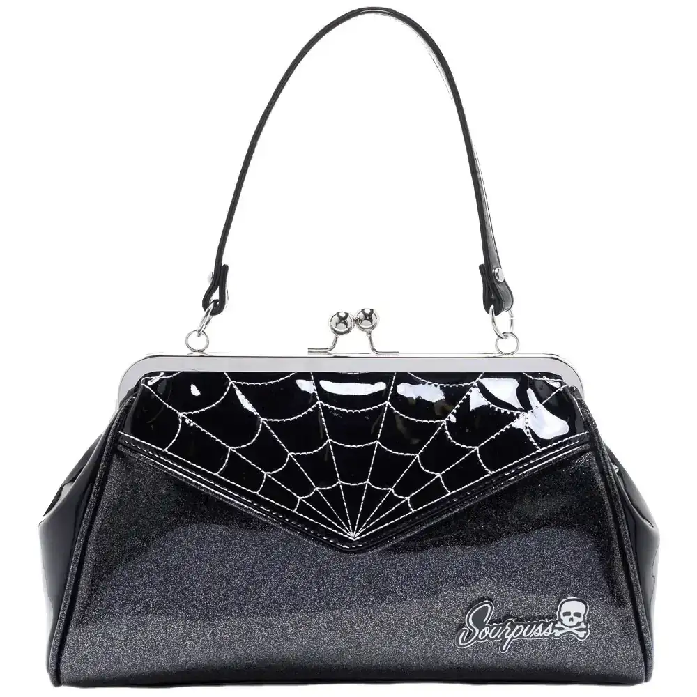 SOURPUSS SPIDERWEB BACKSEAT BABY PURSE BLACK