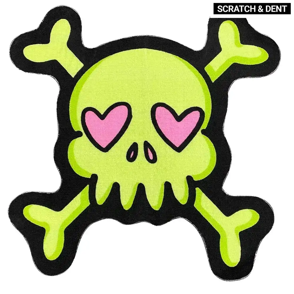 SOURPUSS SCRATCH & DENT HEART EYES SKULL RUG