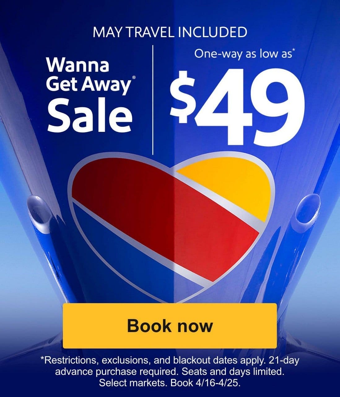 APRIL & MAY TRAVEL INCLUDED. Wanna Get Away® Sale