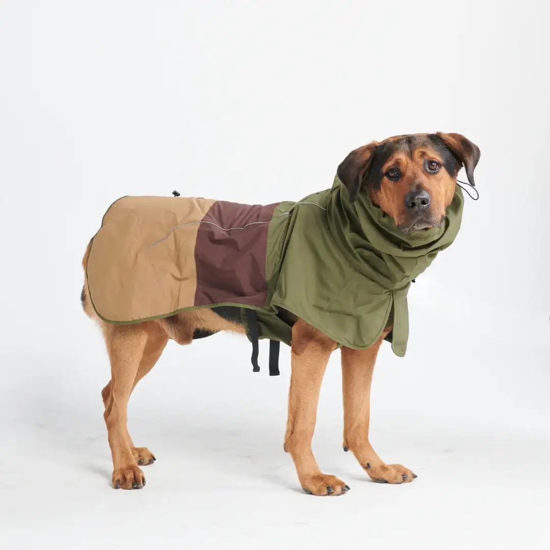 Image of Breatheshield™ Dog Raincoat - Green Brown Tan