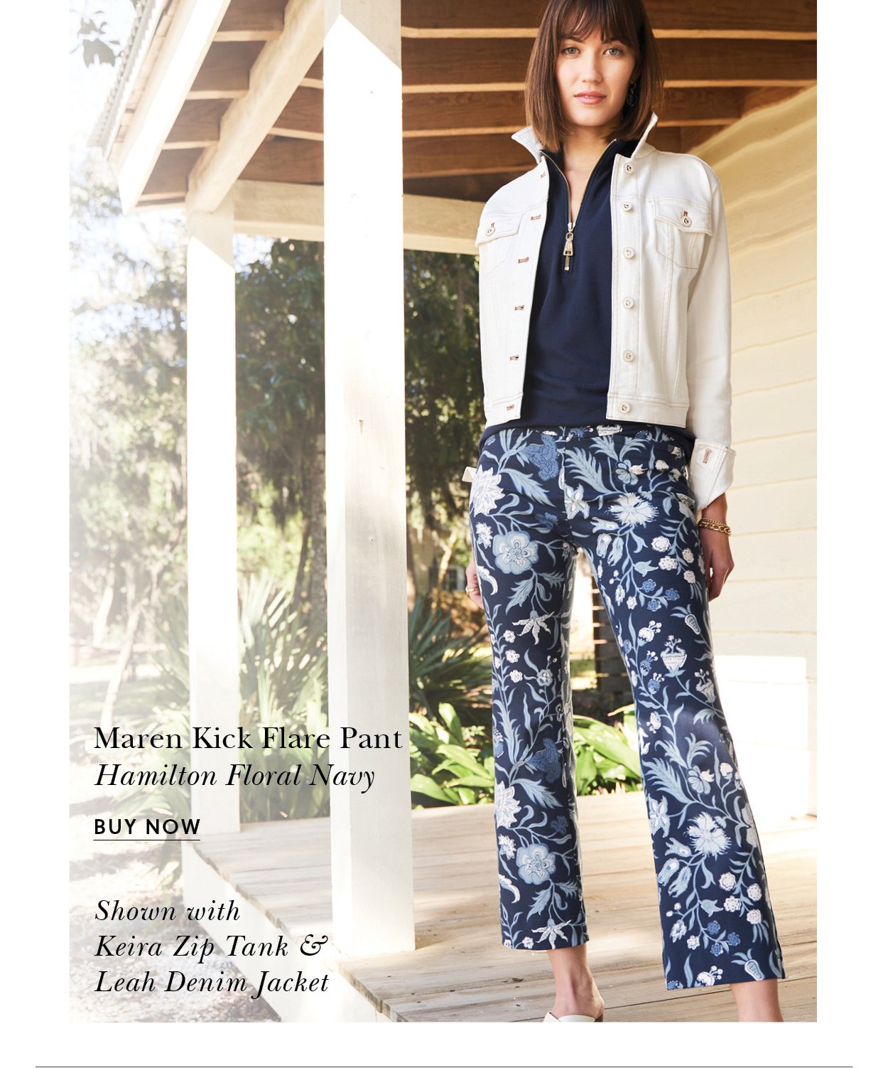 Maren Kick Flare Pant Hamilton Floral Block Navy