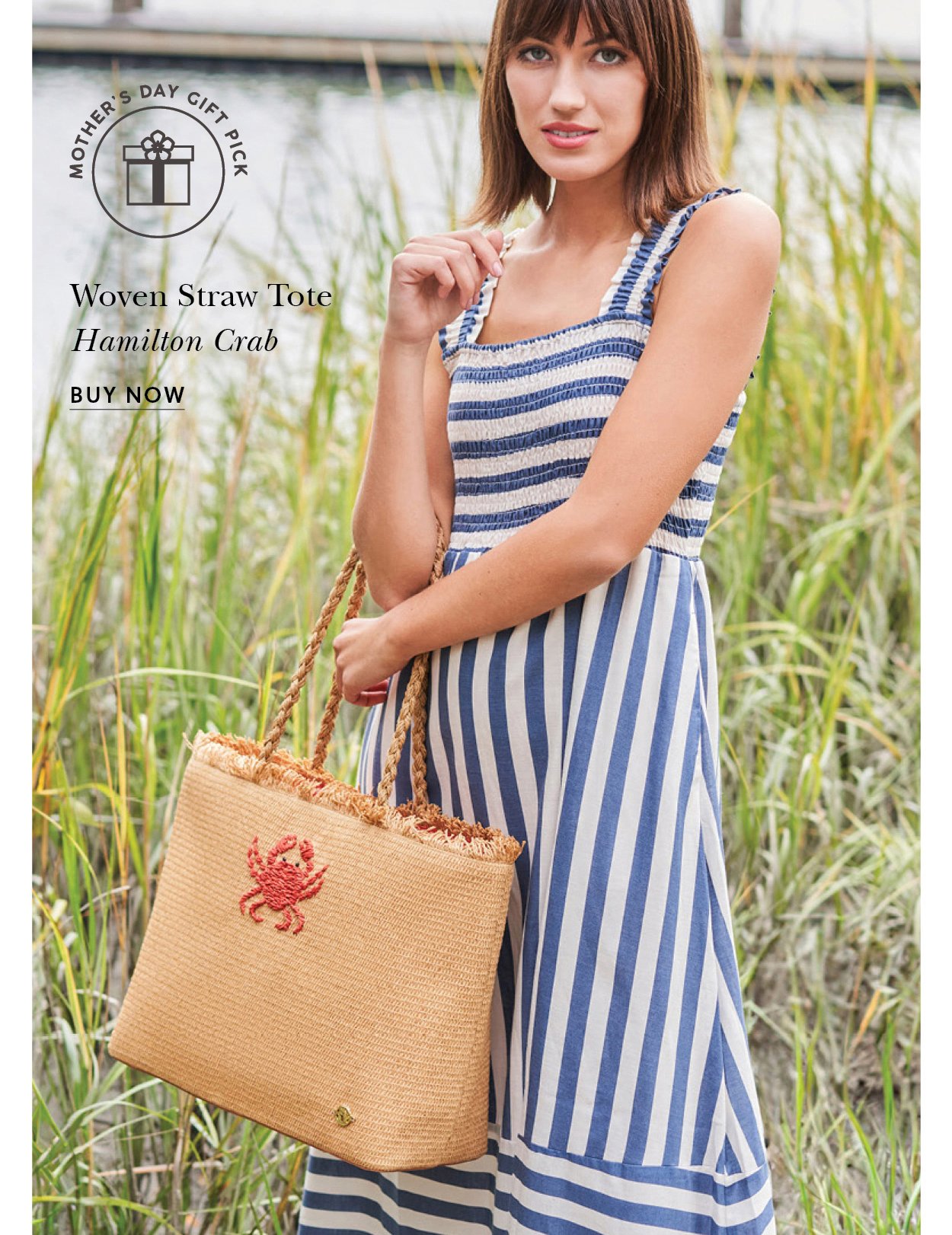 Woven Straw Tote Hamilton Crab