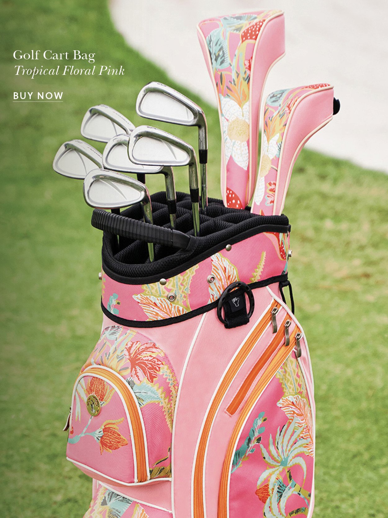 Golf Cart Bag Queenie Tropical Floral Pink