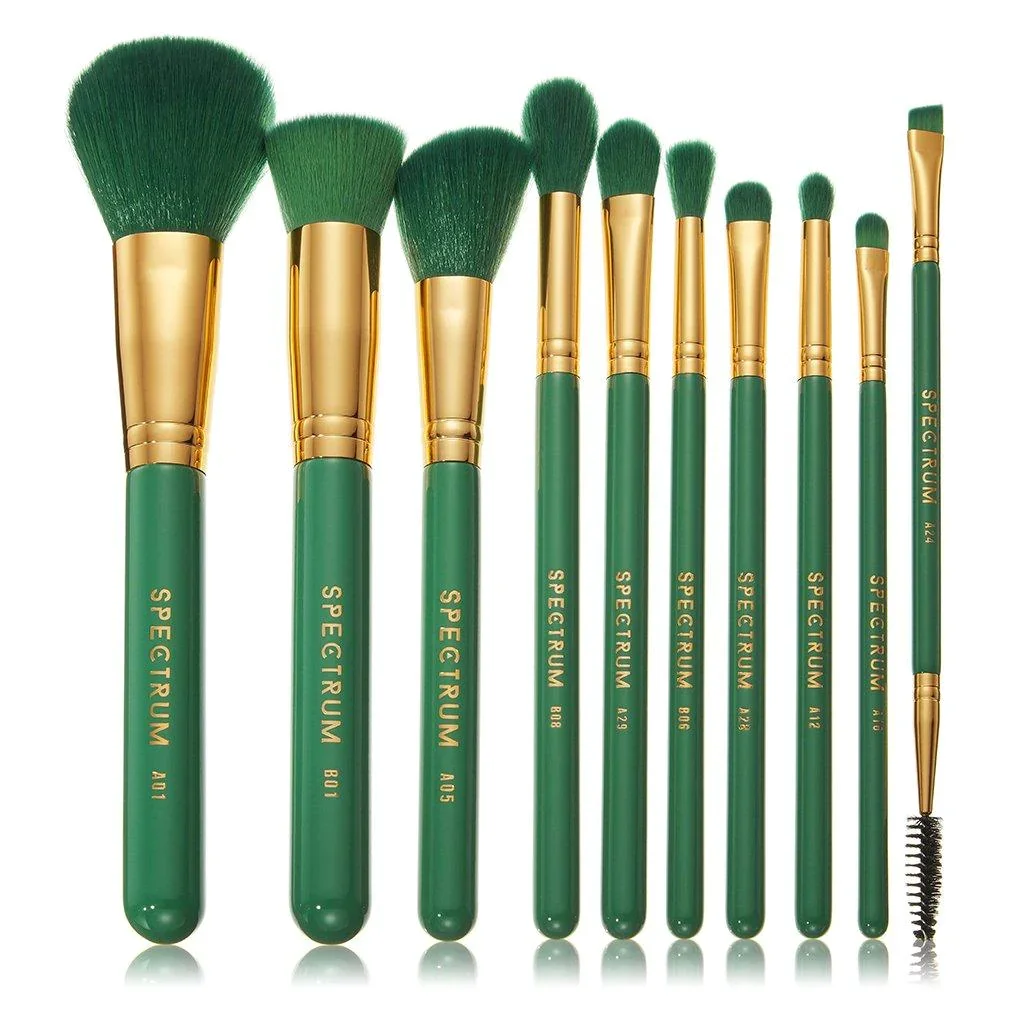 Image of 10 Piece Malachite Makeup Brush Set