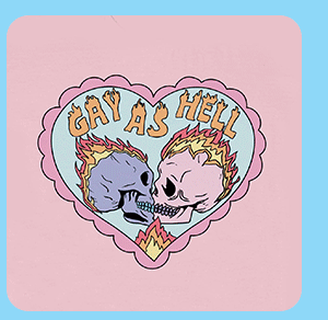 Pink Gay as Hell Skulls T Shirt - Abprallen