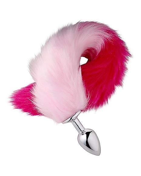 Pink Ombre Fox Tail Metal Butt Plug - 18.5 Inch