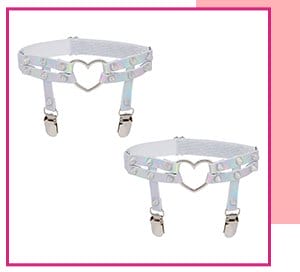 Iridescent Heart Garters