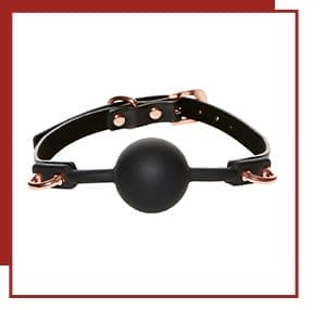 Black and Rose Goldtone Ball Gag - Pleasure Bound