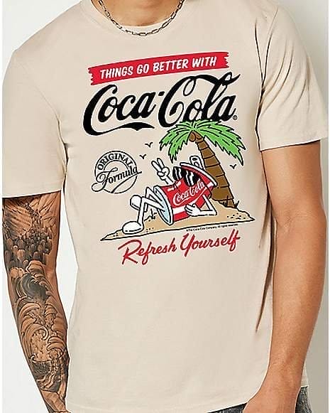 Coke Can at the Beach T Shirt - Coca-Cola