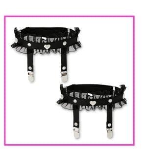 Black Lace Heart Leg Garters