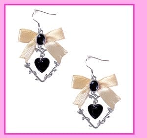 Cutout Heart Bow Dangle Earrings