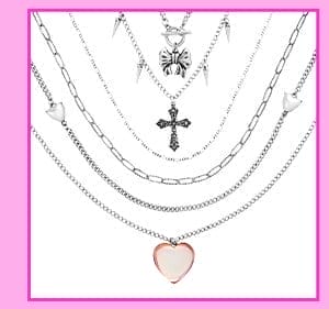 Heart and Cross Layered Chain Necklace