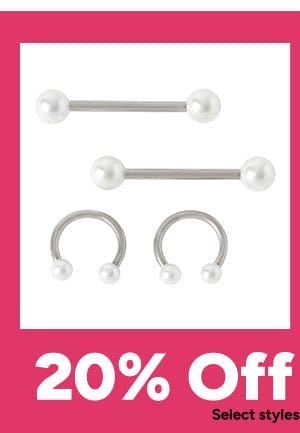 Multi-Pack Faux Pearl Titanium Horseshoe Rings and Barbells 2 Pair - 14 Gauge