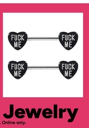 Fuck Me Heart Nipple Barbells - 14 Gauge