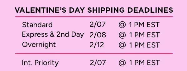 shipping deadlines