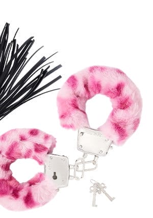 Pink Zebra Print Furry Handcuffs - Pleasure Bound