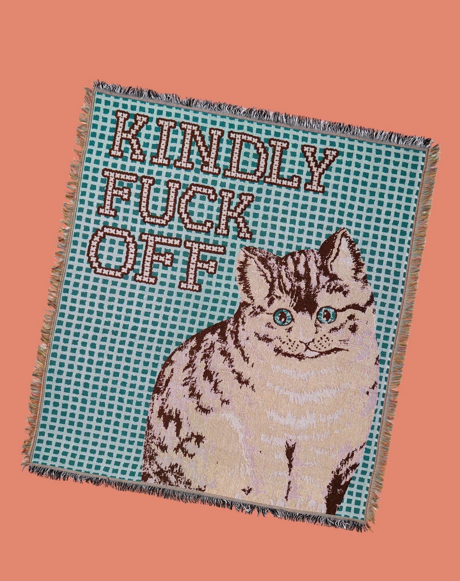 Kindly Fuck Off Cat Throw Blanket