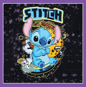 Bleach Dyed Stitch and Scrump T Shirt - Lilo & Stitch