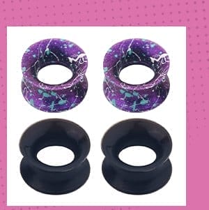 Multi-Pack Purple and Black Silicone Splatter Tunnels - 2 Pair