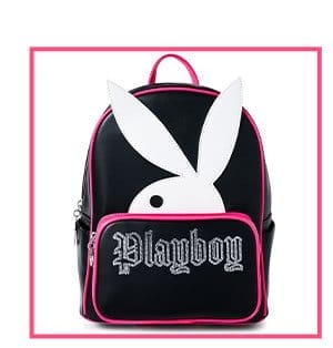 Pink and Black Playboy Rhinestone Mini Backpack